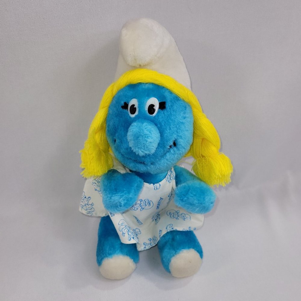 The Smurfs 12" Smurfette Smurf Vintage 1980s Plush Peyo Schleich Wallace Berrie